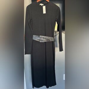 Midi Dress with Studded Belt